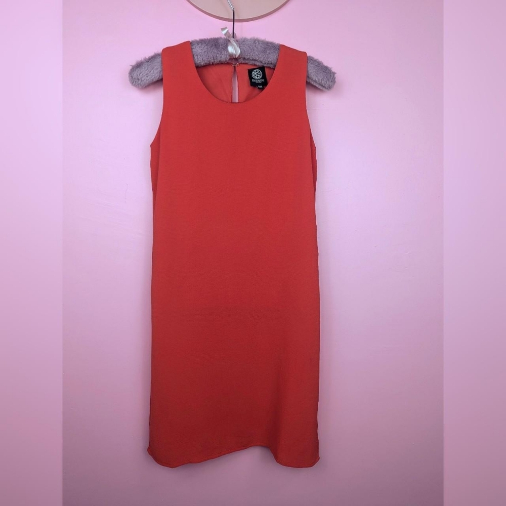 Bobeau Petite Bright Orange Red Long Tunic Tank Top with Side Slits